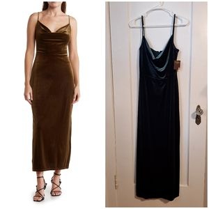 Green Velvet Midi Cowl Neck Dress Like New Taylor Size 6 / Medium
